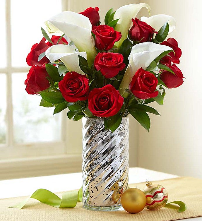 Holiday Red Rose & Calla Lily Bouquet 